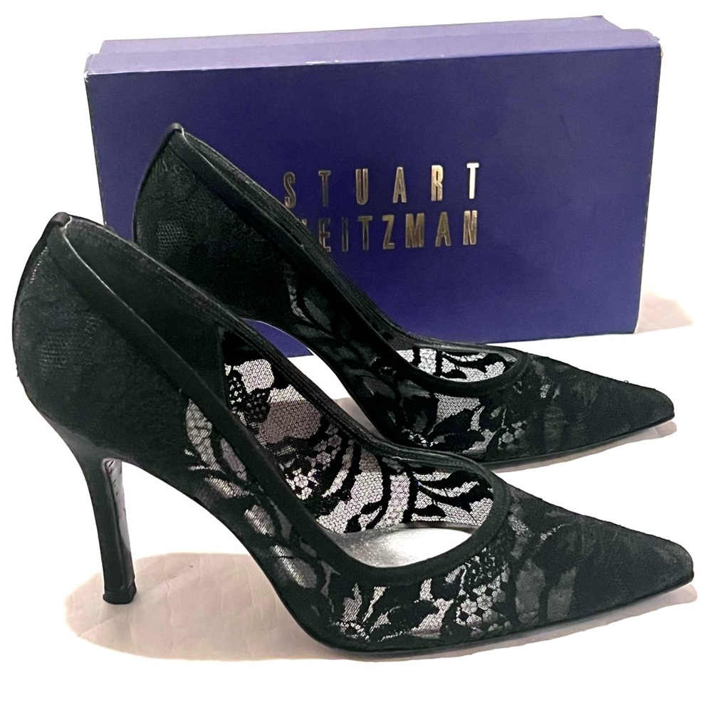 Stuart Weitzman Guipure Lace Pumps Black Size 9W